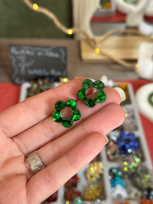 Puces d’oreilles fleuries green