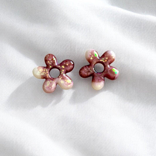 Pampilles XXL SOLI bordeaux irisée et blanc