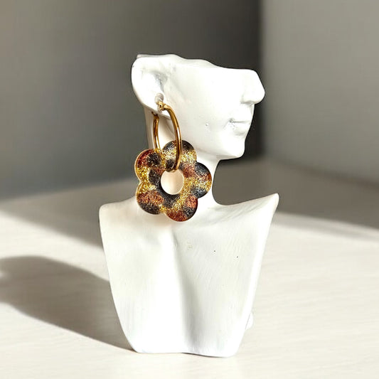 Pampilles Flowers en résine effet léopard