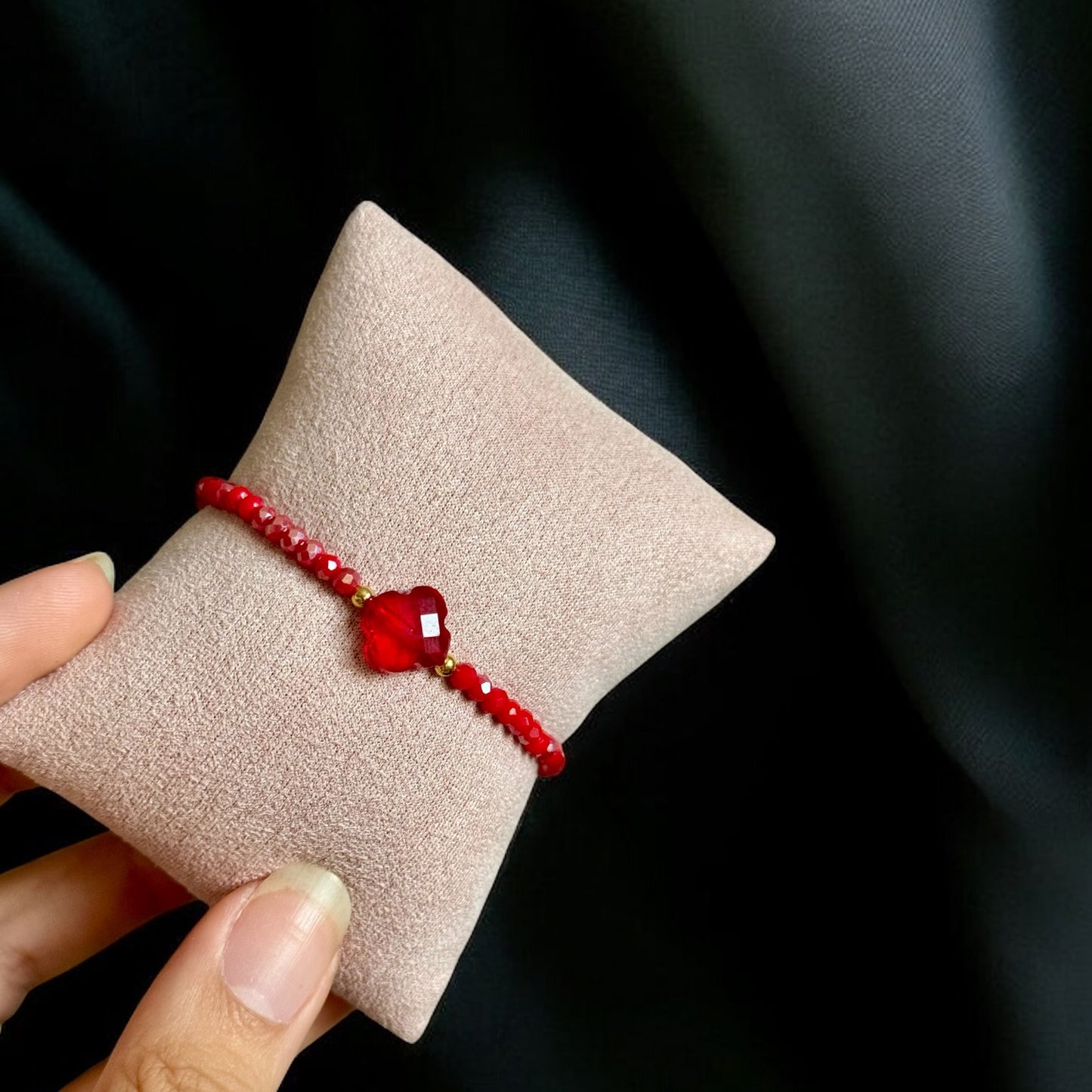 Bracelet trèfle éclat Rouge