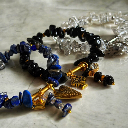 Bracelet artisanale - pierre semi précieuse et acier inoxydable