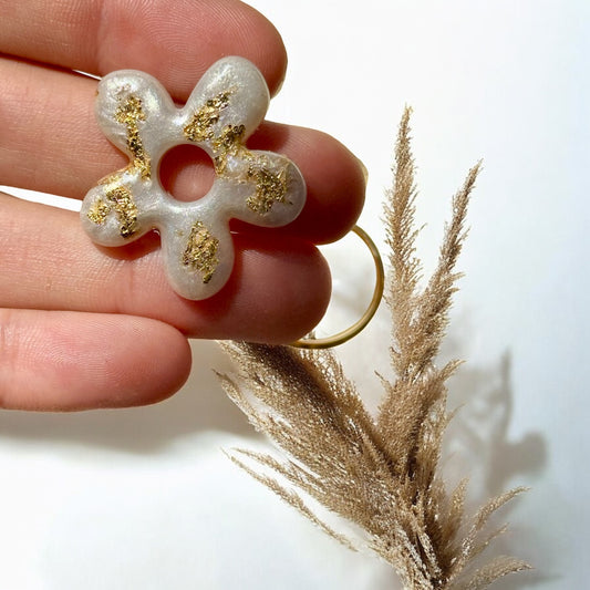 Pampilles XXL blanc nacré or