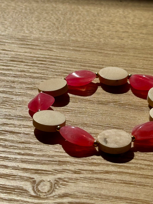 Bracelet Automne Kaki et bois clair