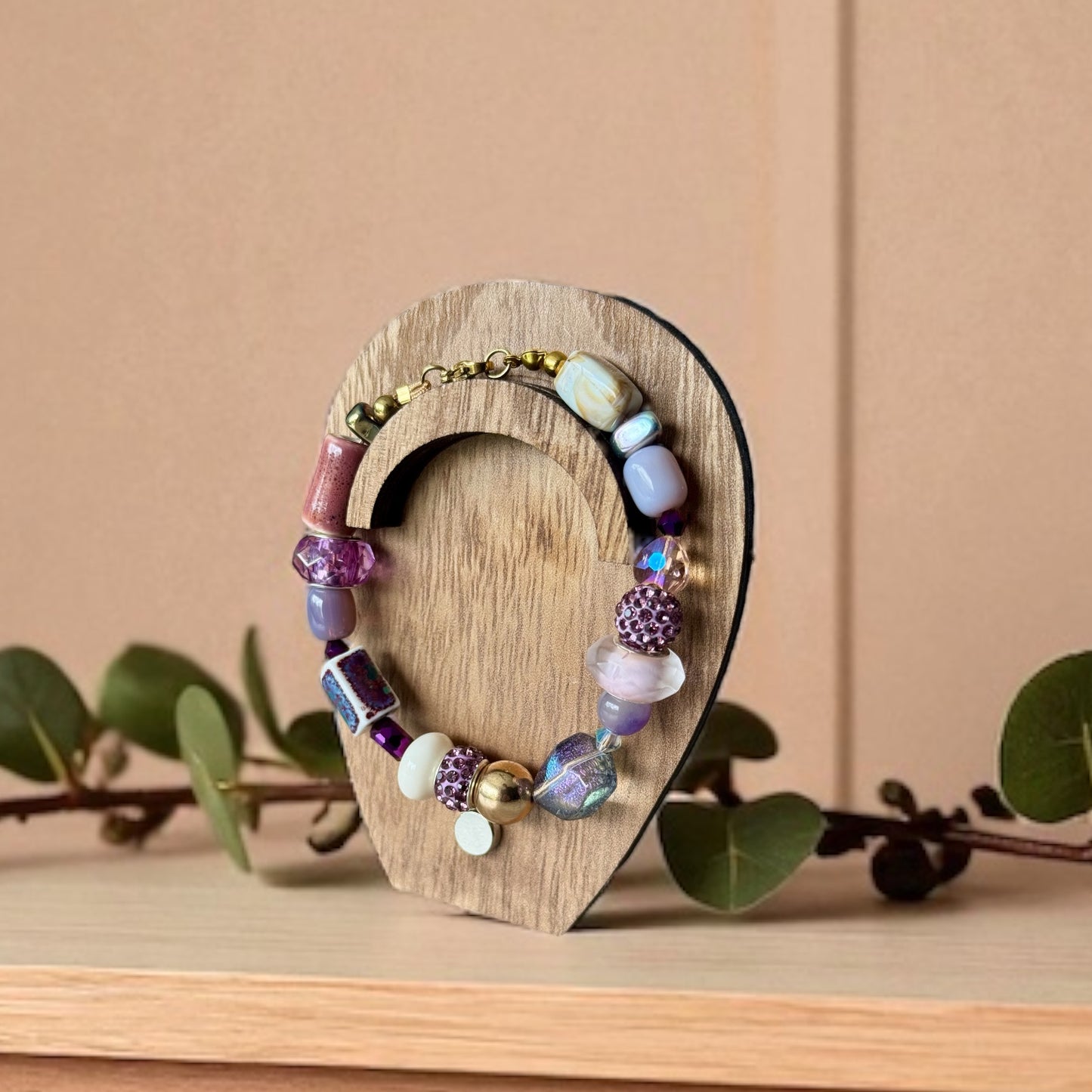 Bracelet Choker SOLI Luxury violet et crème