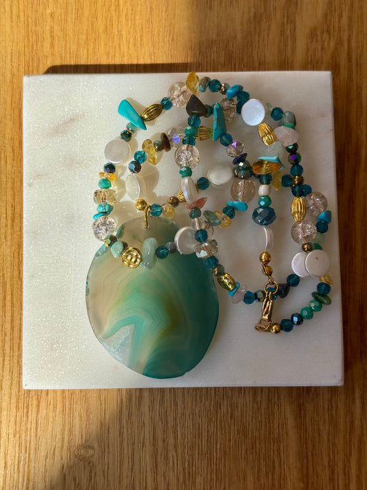 Collier style sautoir Onde Céleste