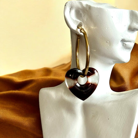 Pampilles Love en résine marron