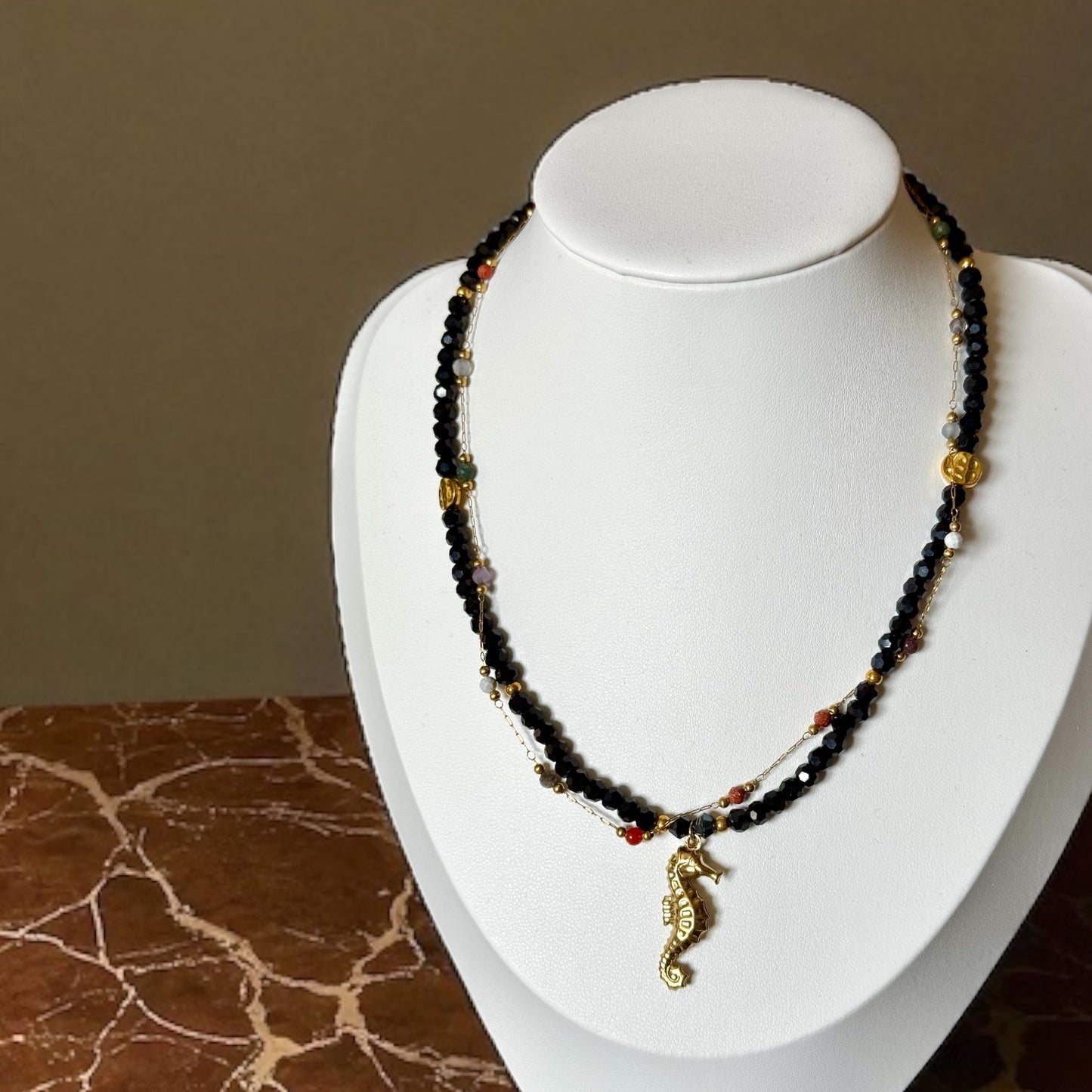 Collier Sacha double chaîne fait main