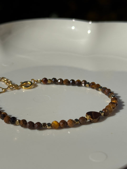 Bracelet fin œil de tigre fait main