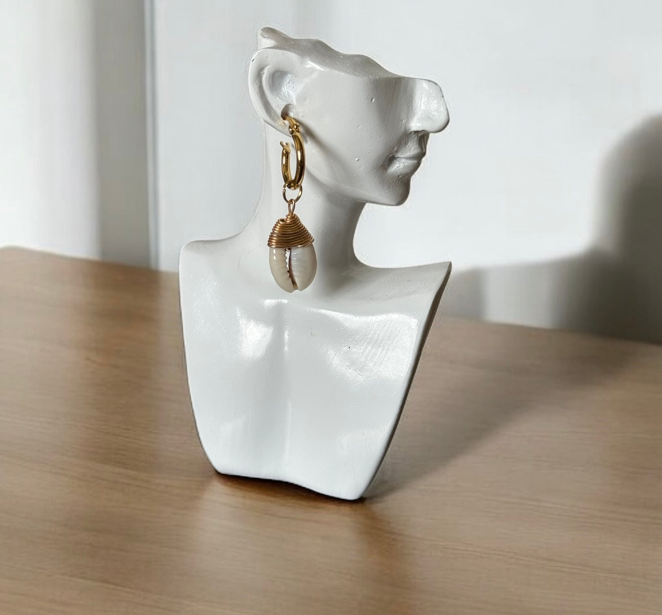 Boucles d’oreilles coquillages’naturel et créole acier inoxydable, faites main