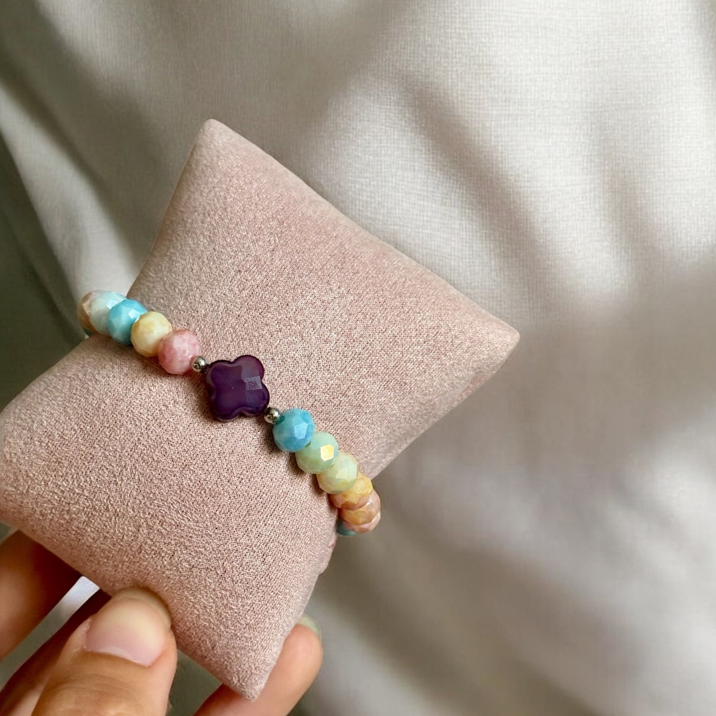 Bracelet trèfle éclat Rouge