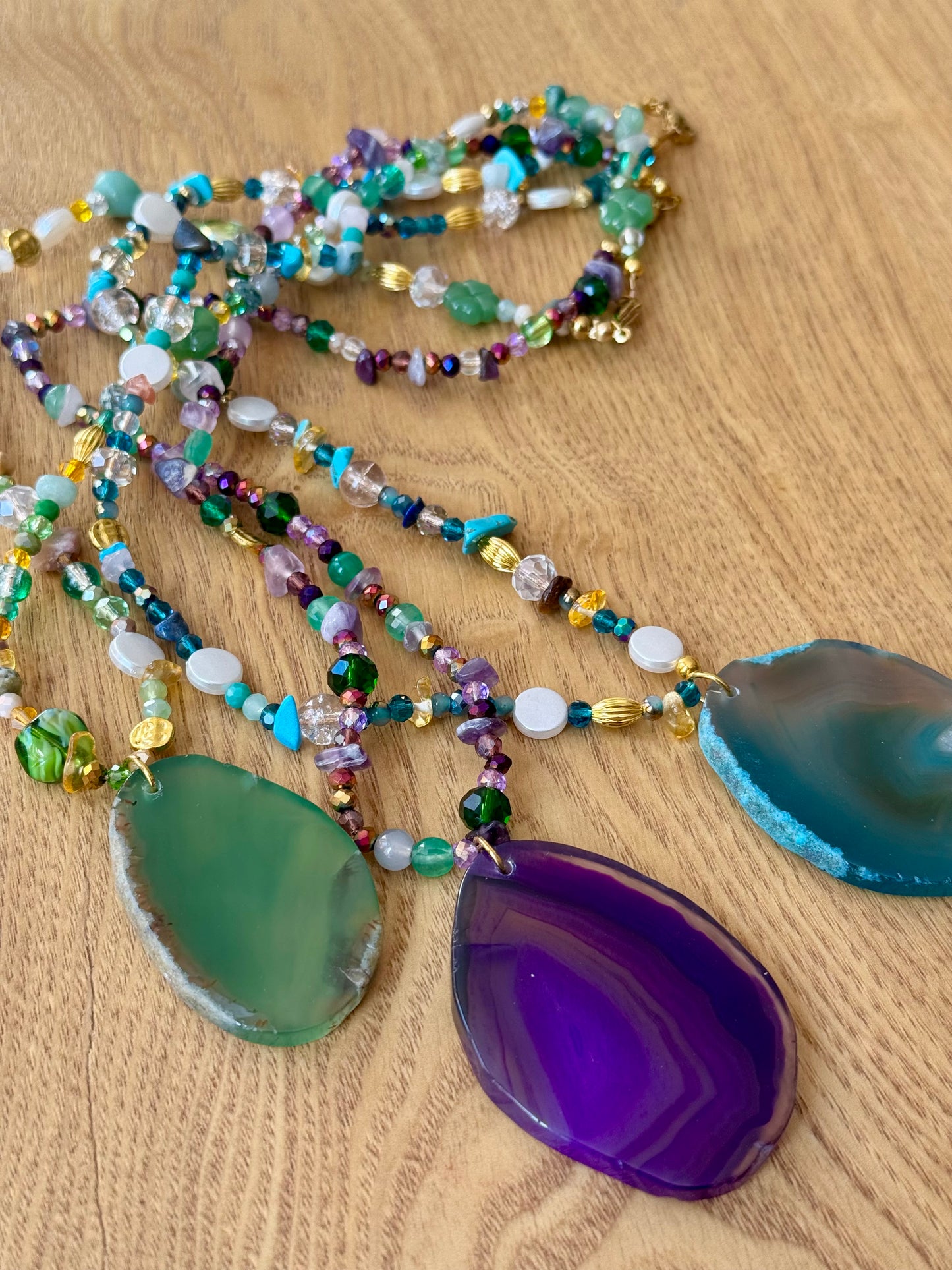 Collier style sautoir Onde Céleste