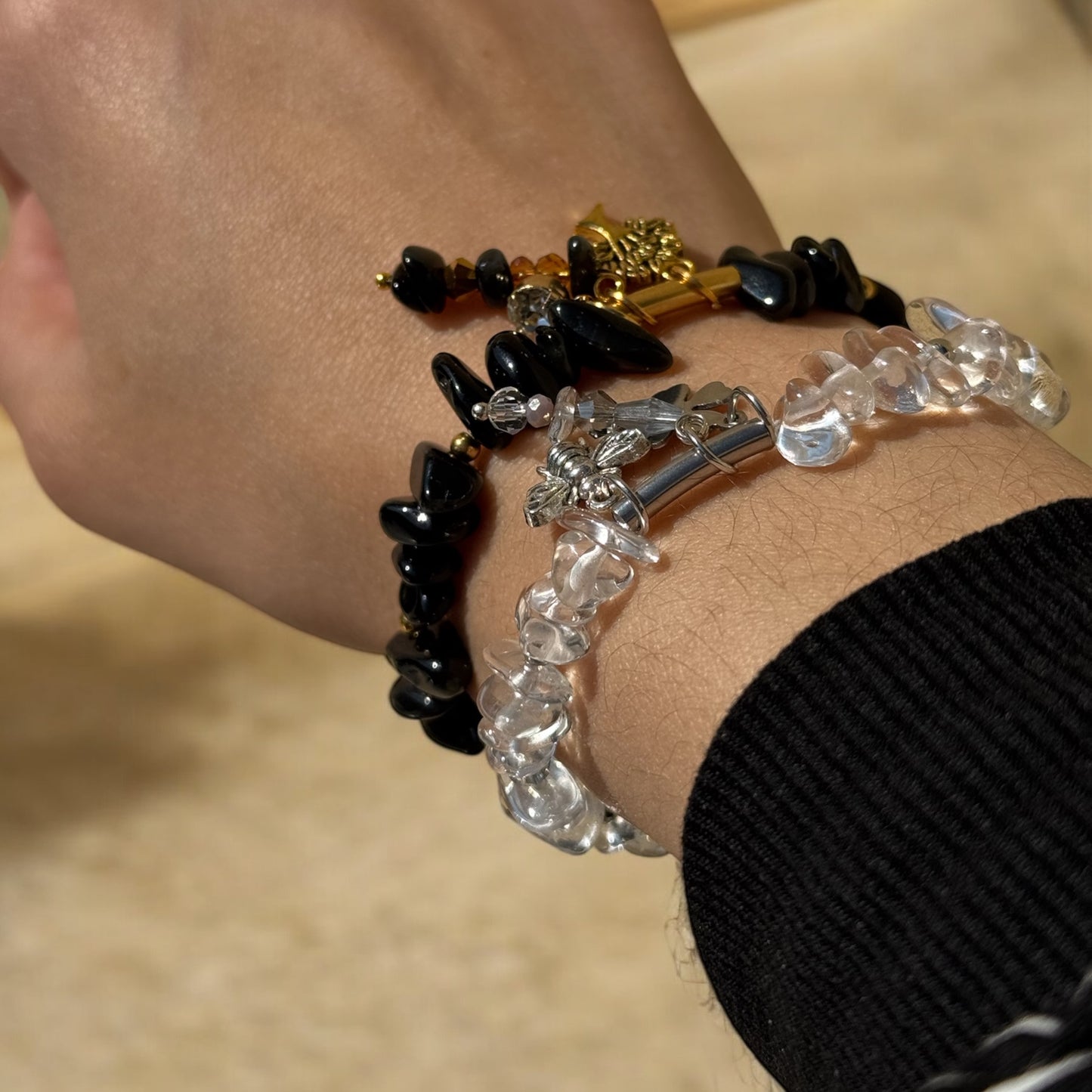 Bracelet artisanale - pierre semi précieuse et acier inoxydable