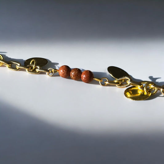 Bracelet pierre de sable et chaîne acier inoxydable