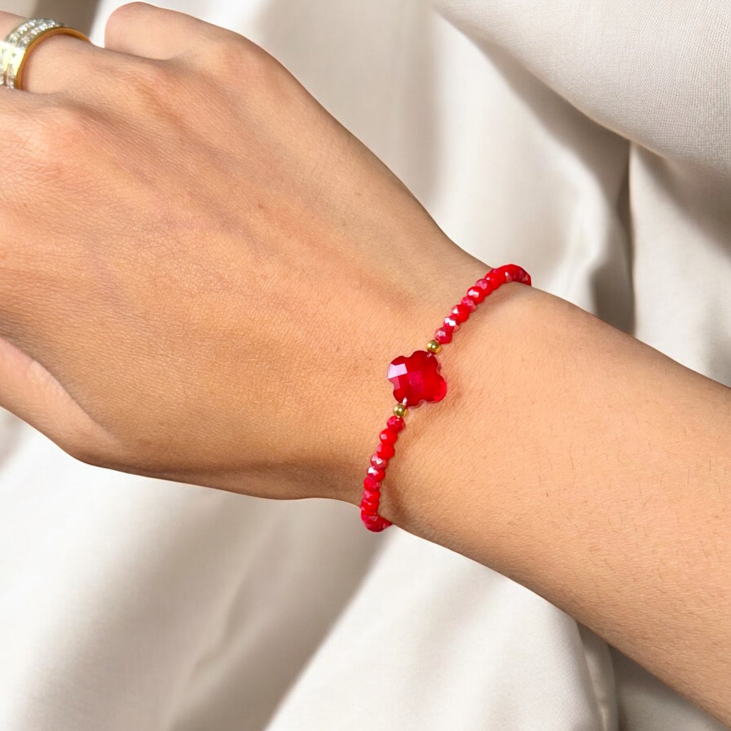 Bracelet trèfle éclat Rouge