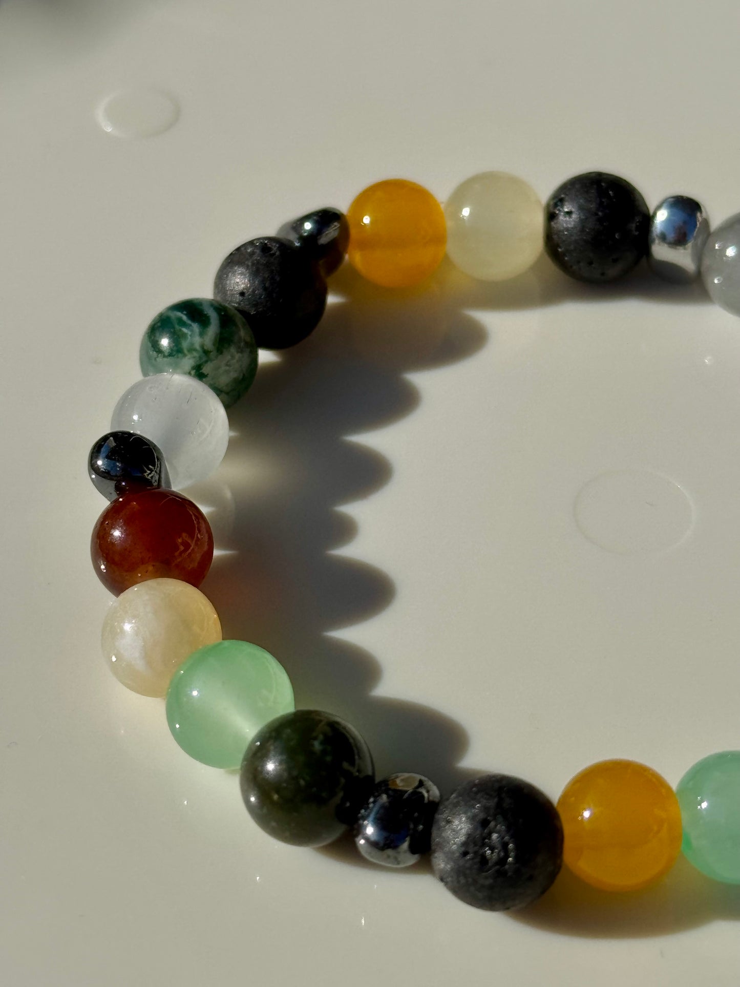 Bracelet fait main mélange avec pierres d’Agathe et verre
