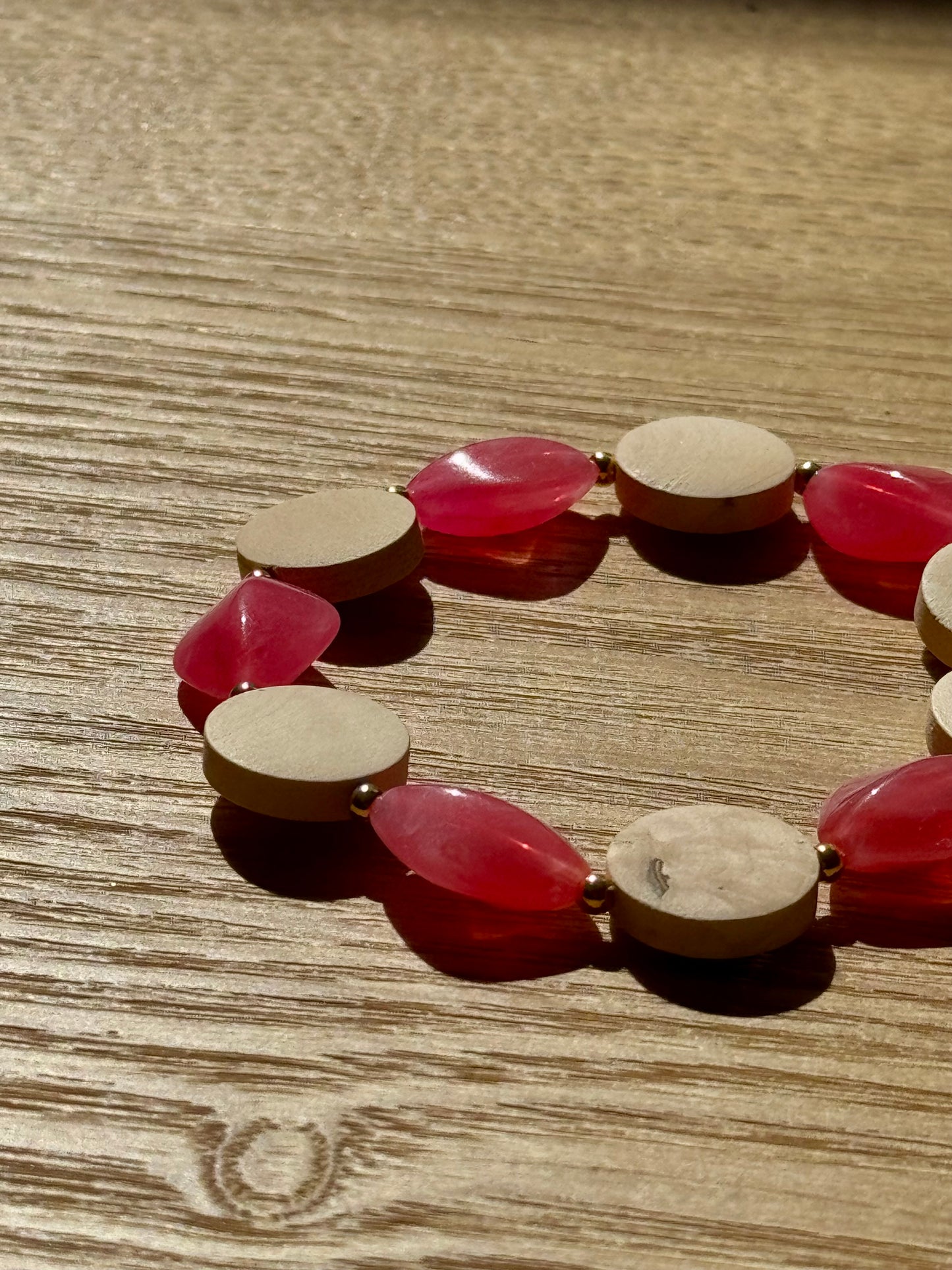 Bracelet Automne Kaki et bois clair