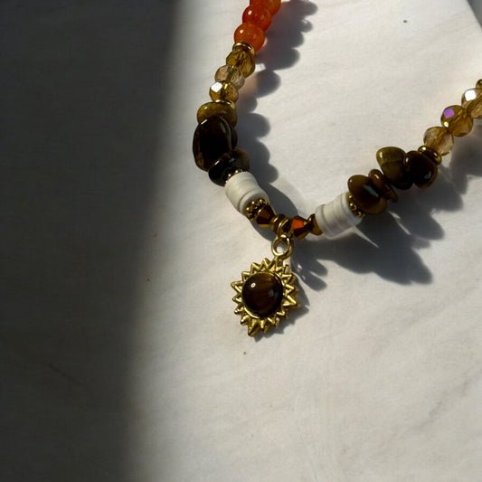 Soleia – Collier fait main, pierre œil de tigre et acier inoxydable