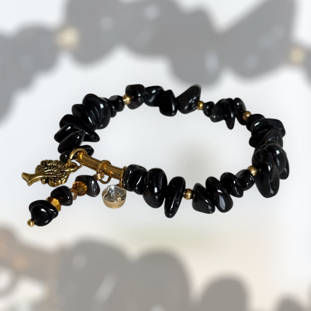 Bracelet artisanale - pierre semi précieuse et acier inoxydable