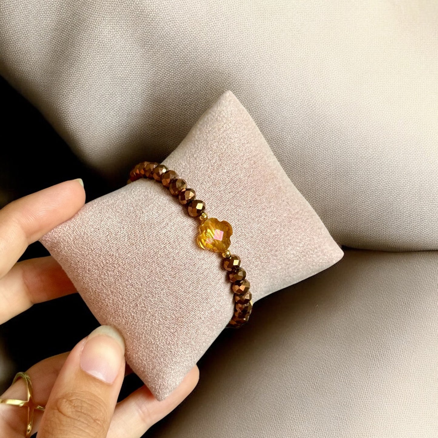 Bracelet trèfle éclat Rouge