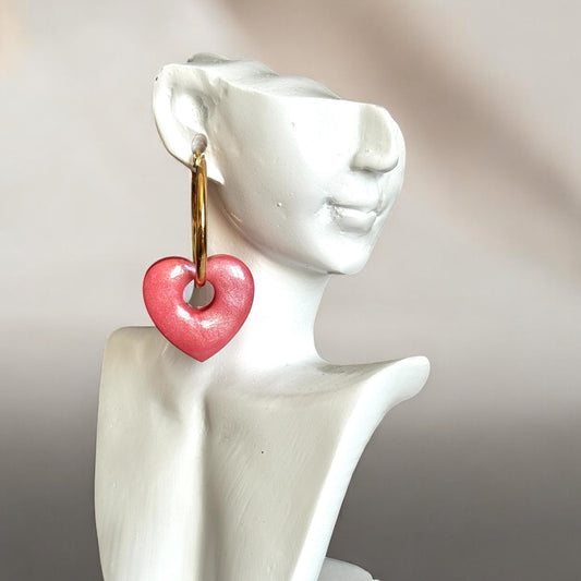 Pampilles Love en résine Rose irisé
